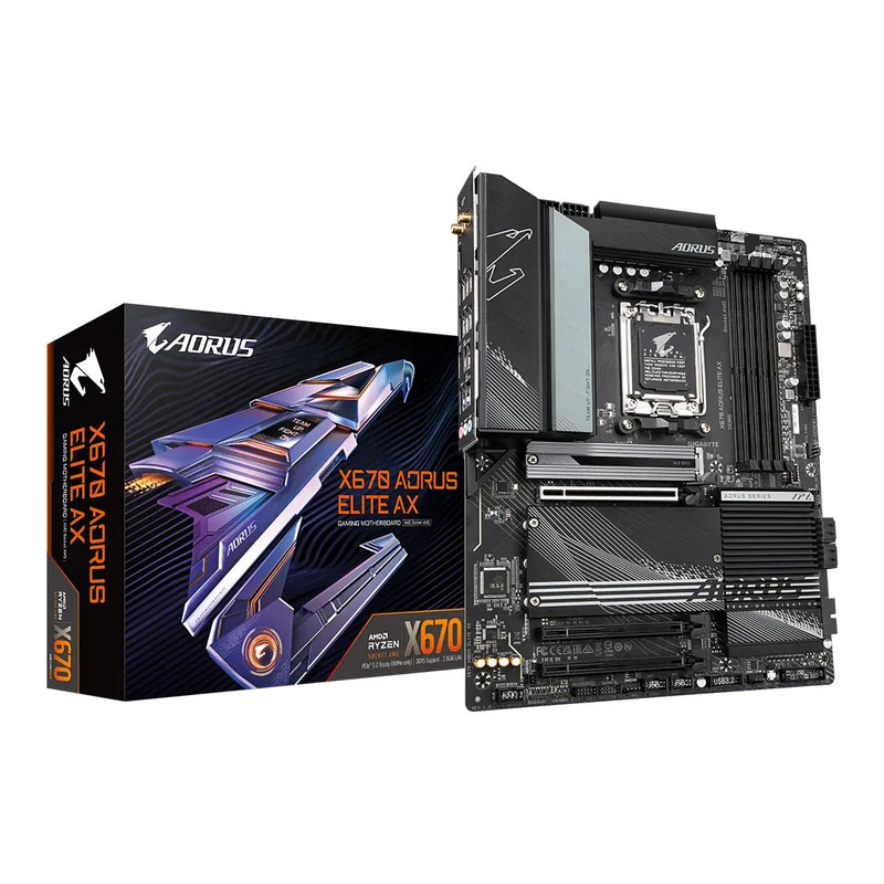 Gigabyte Aorus Elite AX X670 Wifi DDR5 AM5 AMD 7th Gen ATX Gaming Motherboard - اللوحة الأم